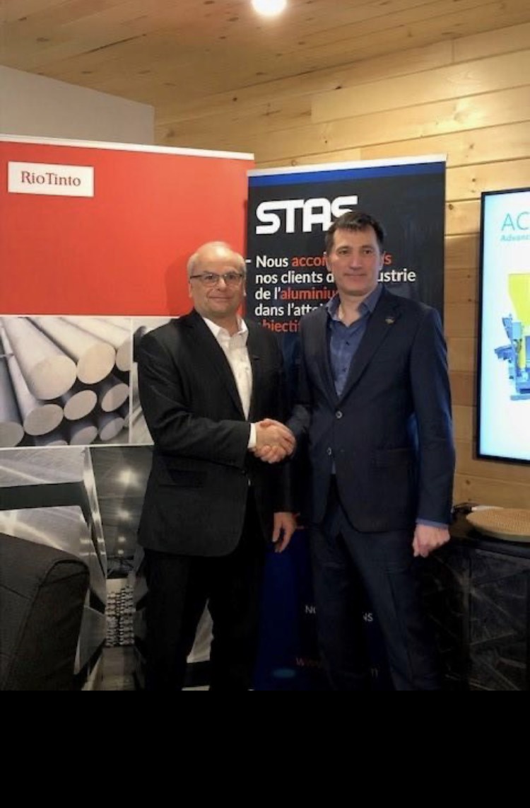 Claude Dupuis (left), Rio Tinto's casting technology director – Aluminium; and Louis Bouchard (right), CEO of STAS.