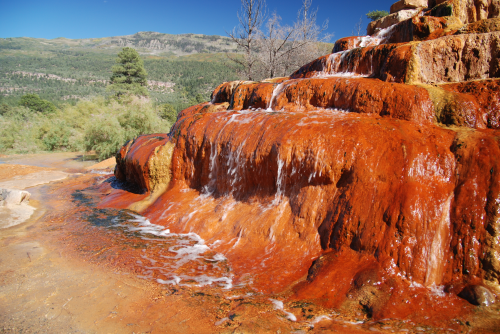 The Pagosa mineral-rich geothermal hot springs are located in the high desert plateau of southwestern Colorado.