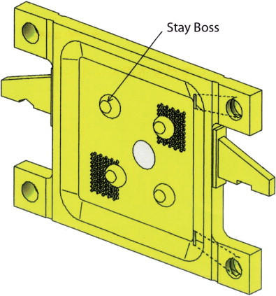 Filter plate with stay bosses.