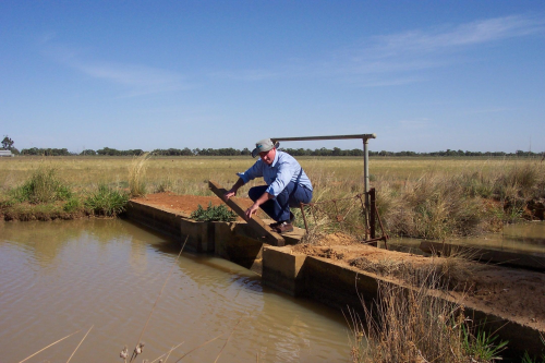 This is the drop bar regulator used to control water flow in the irrigation channels.