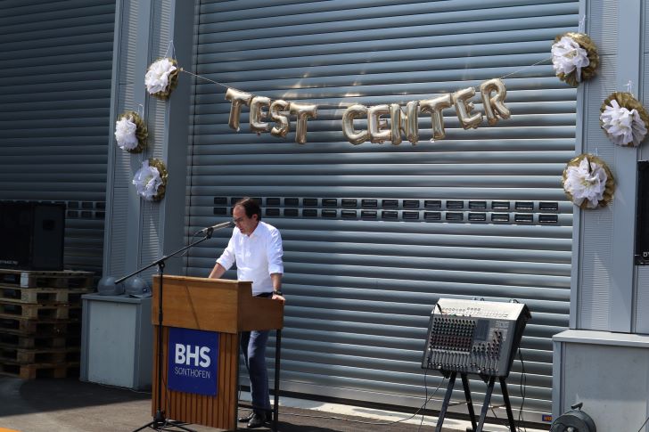 Dennis Kemmann, managing director of BHS-Sonthofen, at the opening of the new test centre.