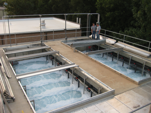 The membrane bioreactor at Golden Flake. Removable aluminium covers were also supplied t prevent leaves and other debris falling into the tanks.