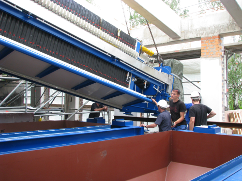 Figure 3: Filter press being installed.