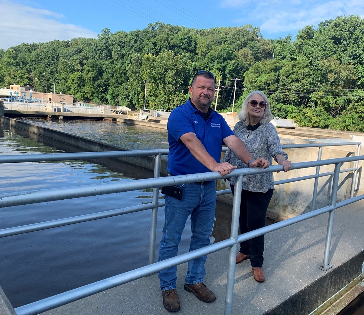 Operations supervisor Chris Earl with manager, Nancy Busen at Bentonville Water Resource Recovery Facility.