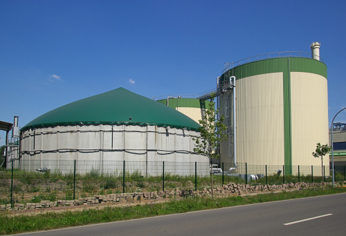 A biogas plant. Anaerobic digesters often run below full-capacity, so waste co-digestion can improve usage and increase the quantity of biogas generated.