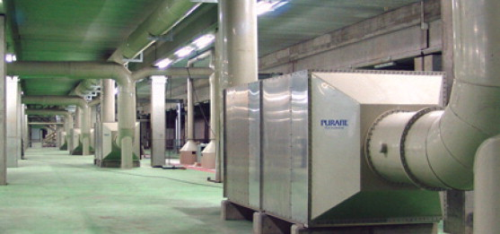 The interior of the underground Besos Wastewater Treatment plant.