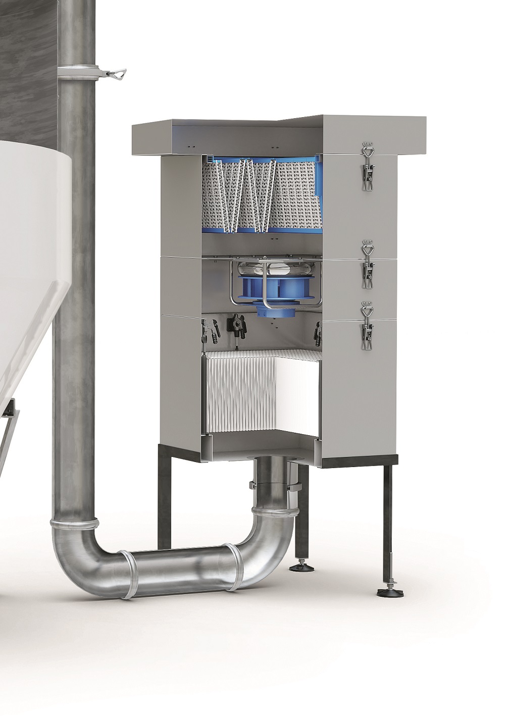 The TPU 500 system creates a germ-free air blanket above the liquid raw, intermediate and end products.