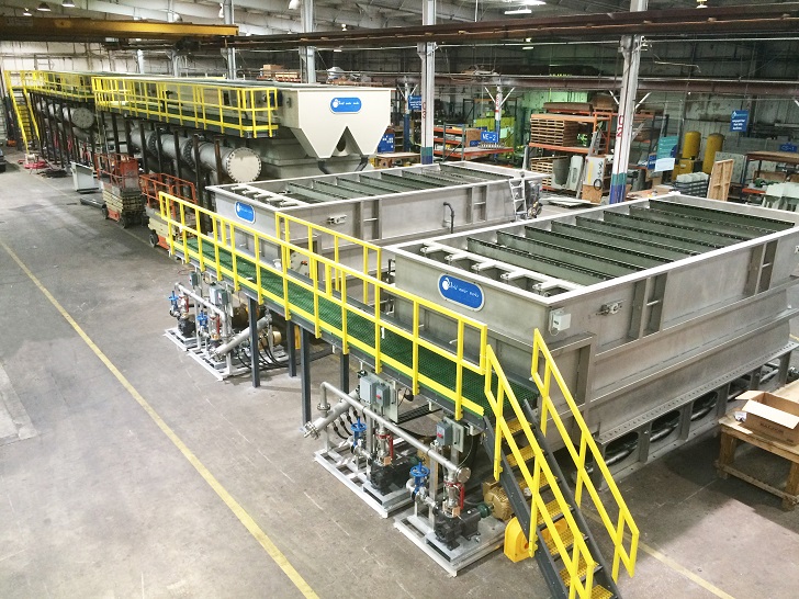 Two stainless steel DAF units remove the MBBR effluent TSS prior to discharging from the Town of Ladysmith WWTP to the environment.