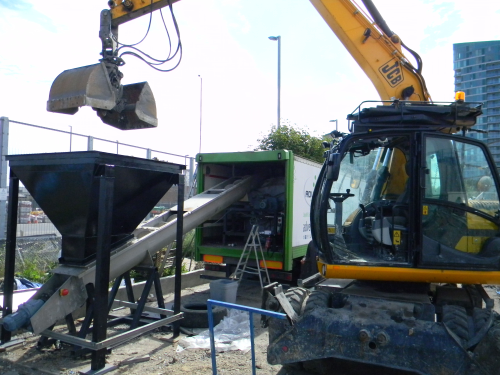 Advetec’s Bio-Thermic Digester being fed with mixed solid waste at RWR’s Bow recycling plant.