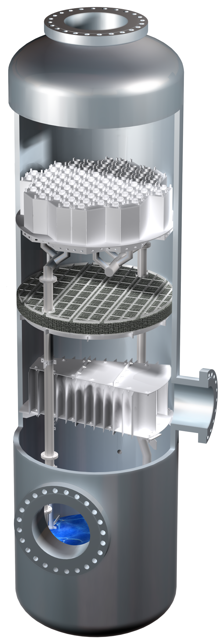 Sulzer Chemtech separation column equipped with jointly developed technology. Image copyright Sulzer Chemtech.