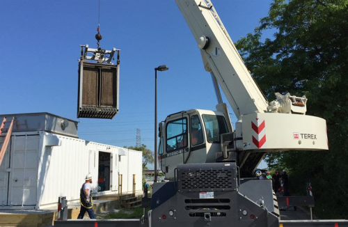 The ZeeLung MABR cassette being installed at the O’Brien Water Reclamation Plant.