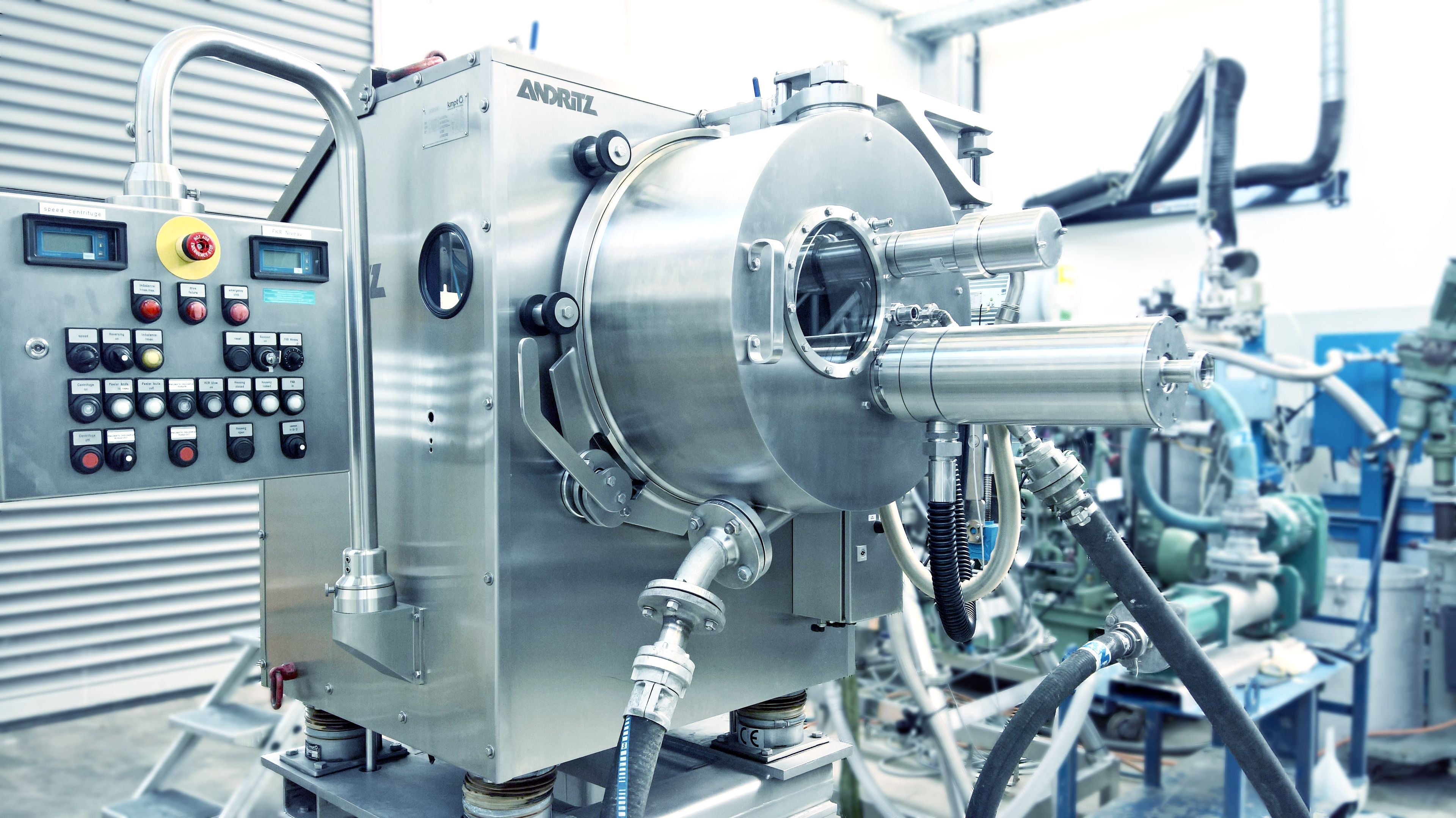 Krauss-Maffei peeler centrifuge equipped with the recently launched pneumatic discharge system.  (Image: ANDRITZ)