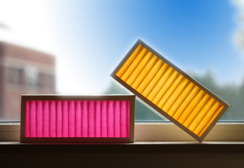 Serionix's Colorfil smart filters let you know when they are working (pink) and when they're spent (yellow) with an intuitive, unambiguous colour change.