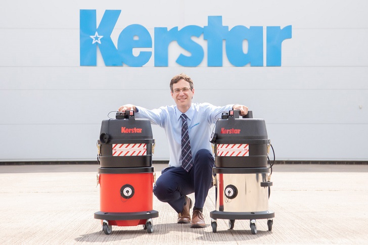 Filtermist International CEO James Stansfield with the Kerstar vacuum cleaners.