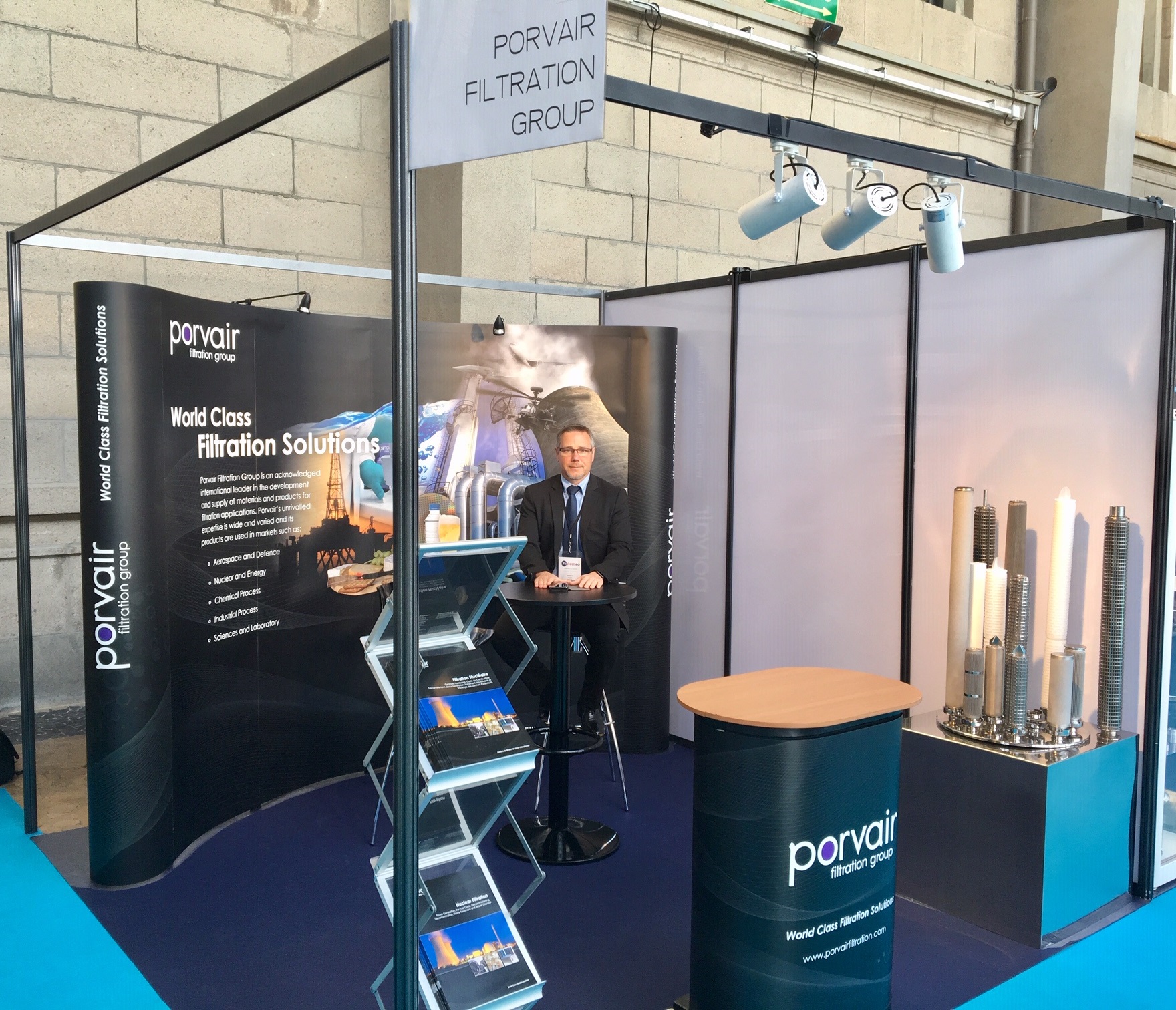 Porvair's nuclear business development manager, Xavier Jahouel at the company's stand at Fratomeo.