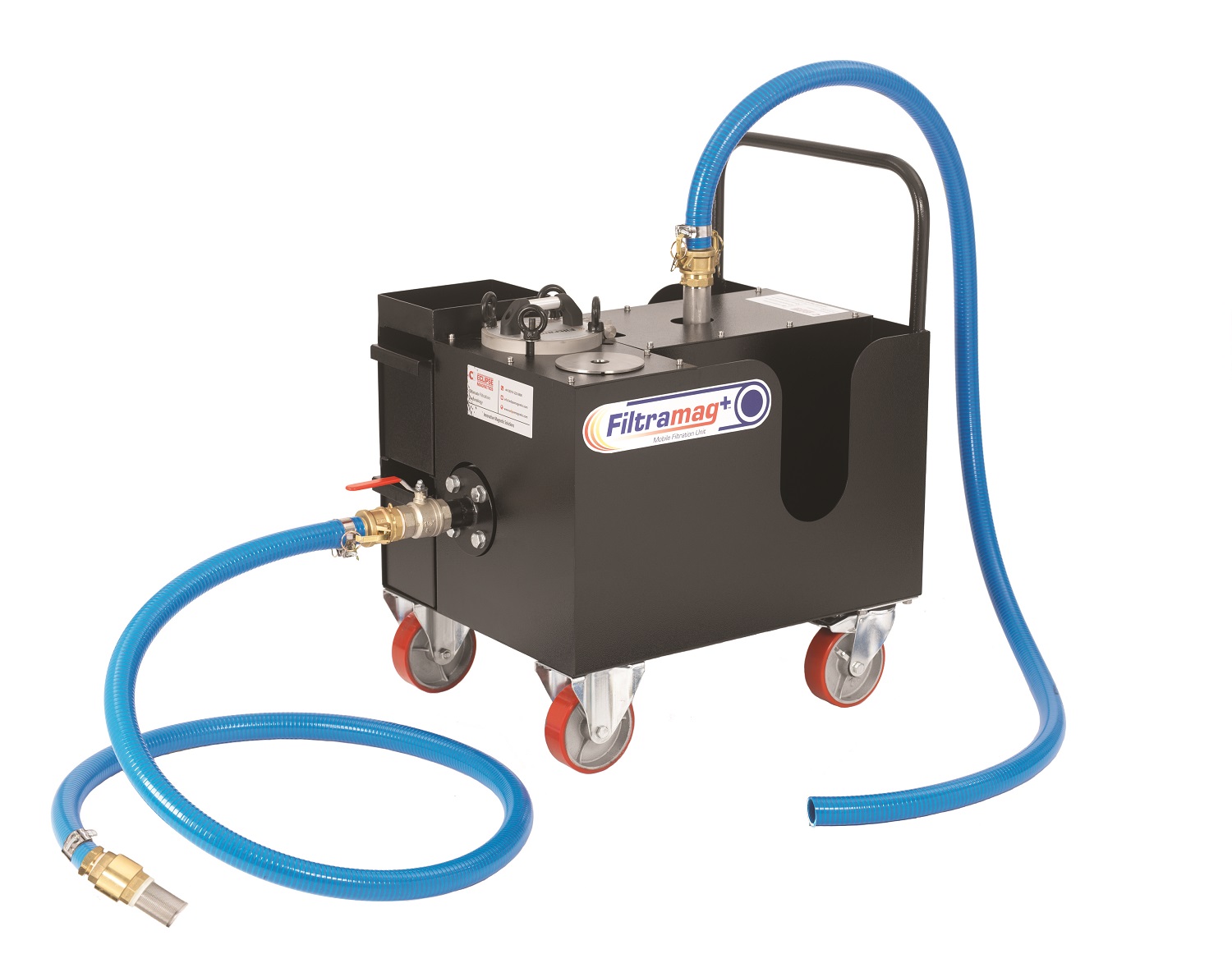 The FiltraMag+ mobile unit is an off-line filtration system designed for cleaning oils and coolants.