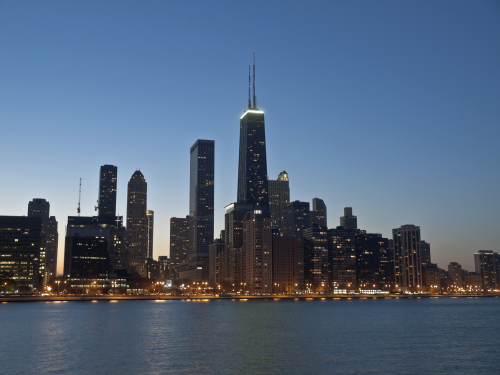 Chicago on Lake Michigan: policies have been established to protect such natural assests as the Great Lakes.