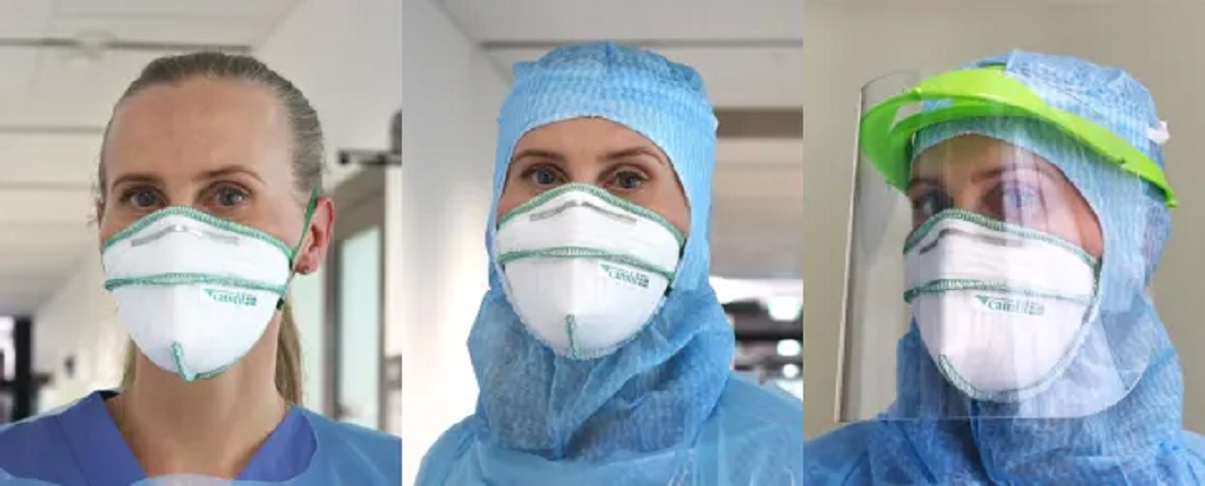 Pauline Rylander Hagson, Care Manager THICU at Karolinska Universitetssjukhuset, wearing the CamProtect respiratory protection mask from Camfil.