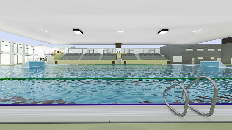 A render of the pool that Fluidra will build for the water polo competition at the 2019 Pan American Games.