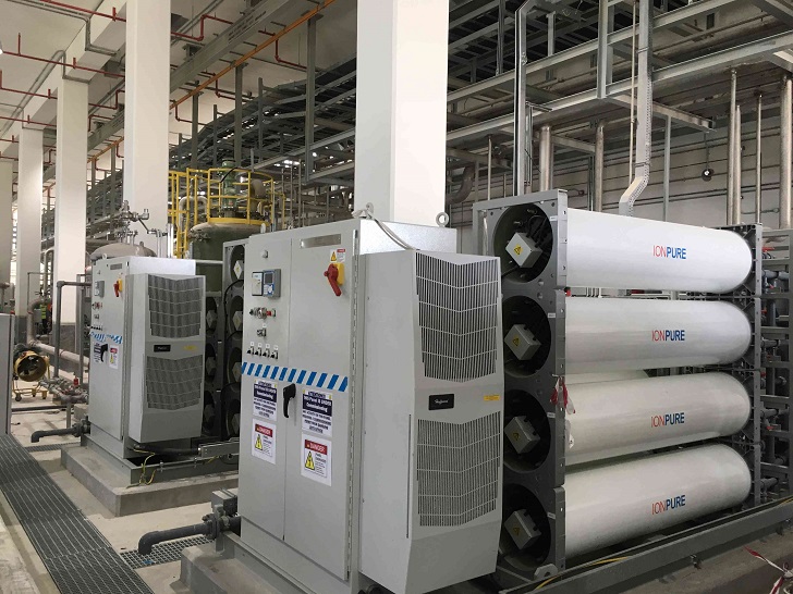 Three skids of seven Ionpure VNX55-EP modules were custom engineered to provide the high level of demineralization as part of the Qatar Integrated Water and Power Plant project.