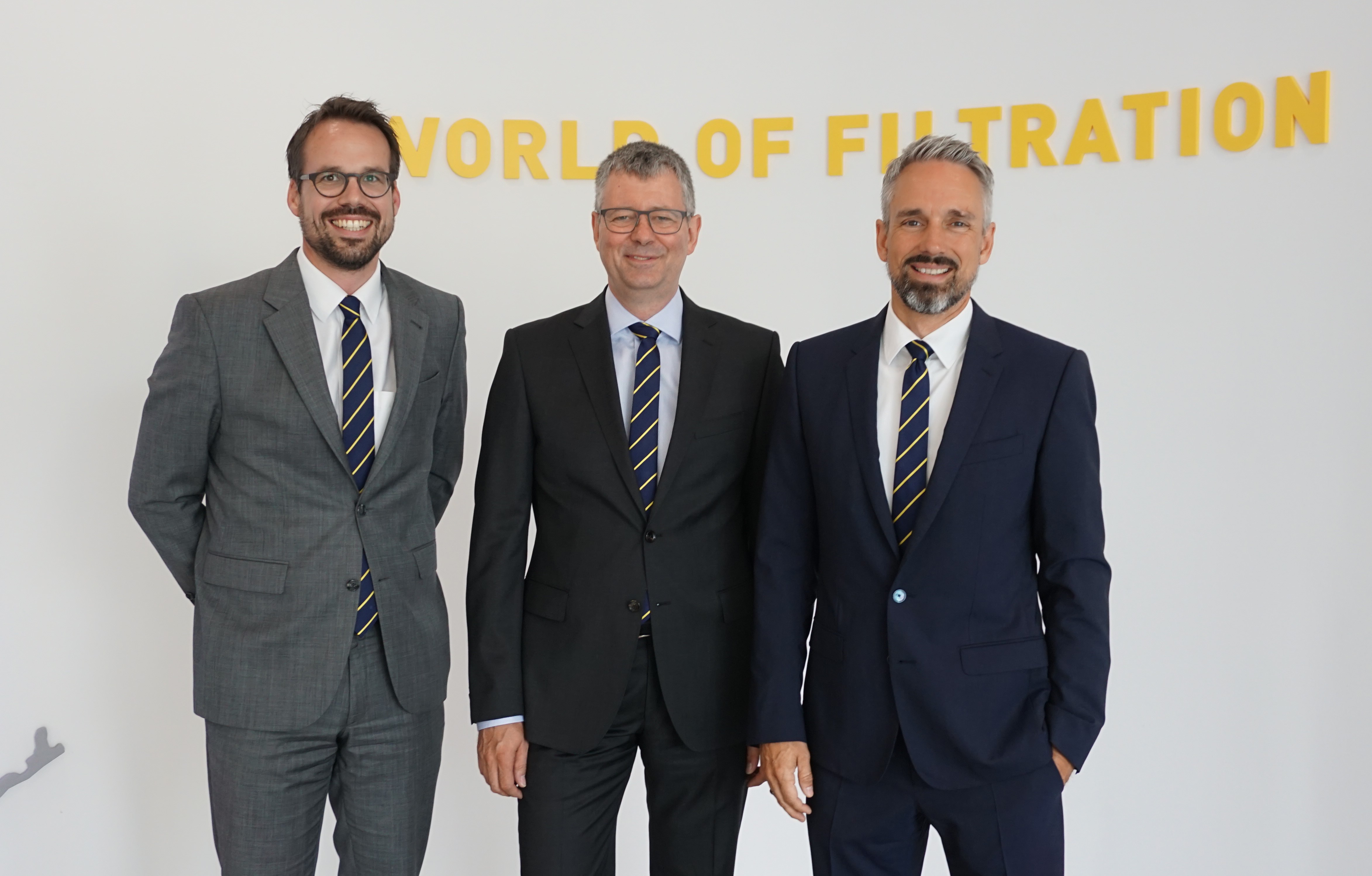 Left to right: Christopher Heine (CEO), Dr Thomas Netsch (group vice president of Industrial Filtration), and Jens Röttgering (owner and chairman of the board).