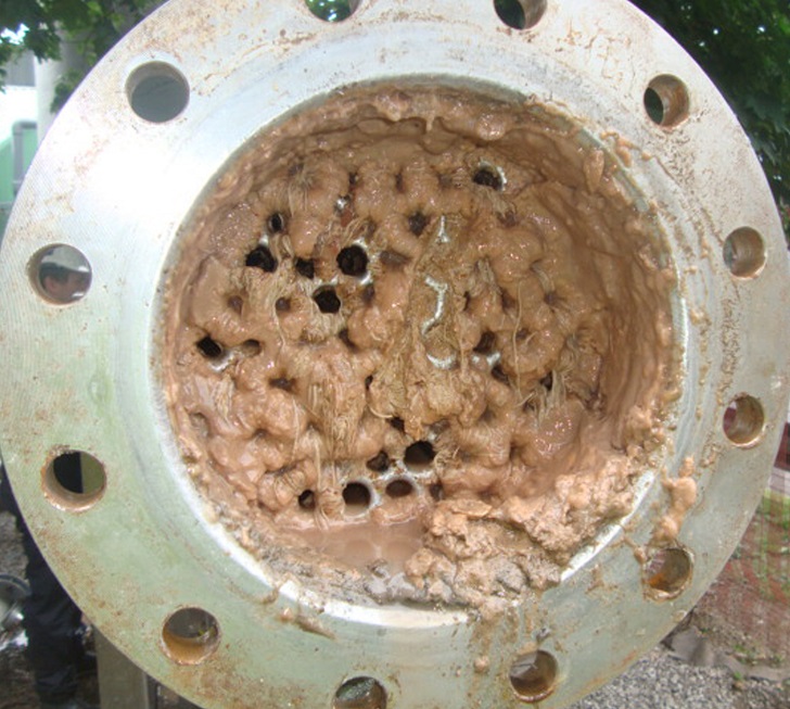 Biological fouling from algae can often be encountered where untreated water is used for water cooling.