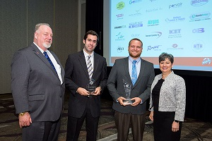 Left to right: Jimmie Willman: Bechtel Manager of Subcontracts and Procurement, Will Sanderson: PFG Application Engineer, Eric Duvekot: PFG Application Engineer, and Barbara Rusinko: President: Bechtel Nuclear Security & Environmental Services.