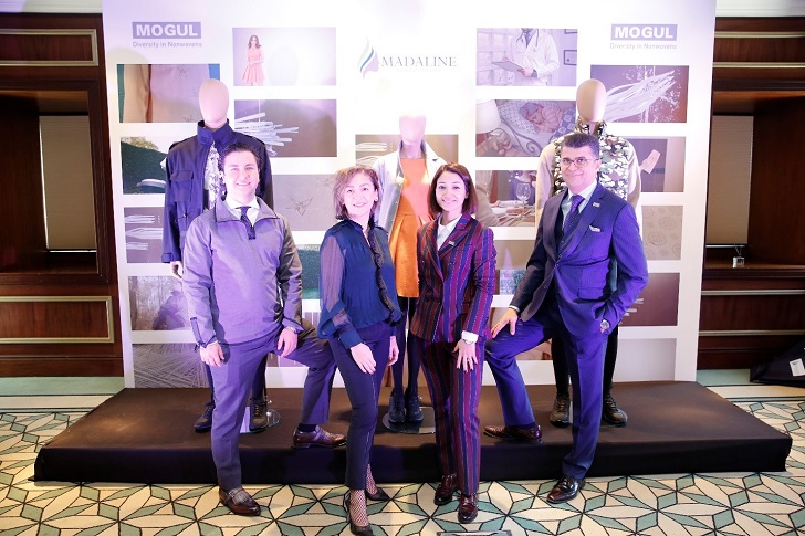 Mogul’s 20th anniversary was combined with a Madaline fashion show of creations by Turkish fashion designer Arzu Kaprol, seen here second from the left. Also in the photograph are, from left to right: Enver Kayali, deputy chairman of the board, Ayse Kayali, assistant to the chairman of the board and Serkan Gogus, CEO.
