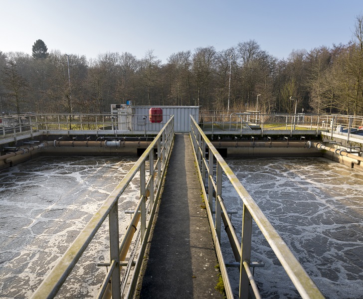 A sequence batch reactor at a wastewater treatment plant.