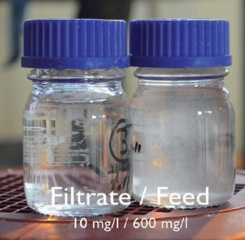 Figure 2: Clear process water produced by the Sofi Filter.