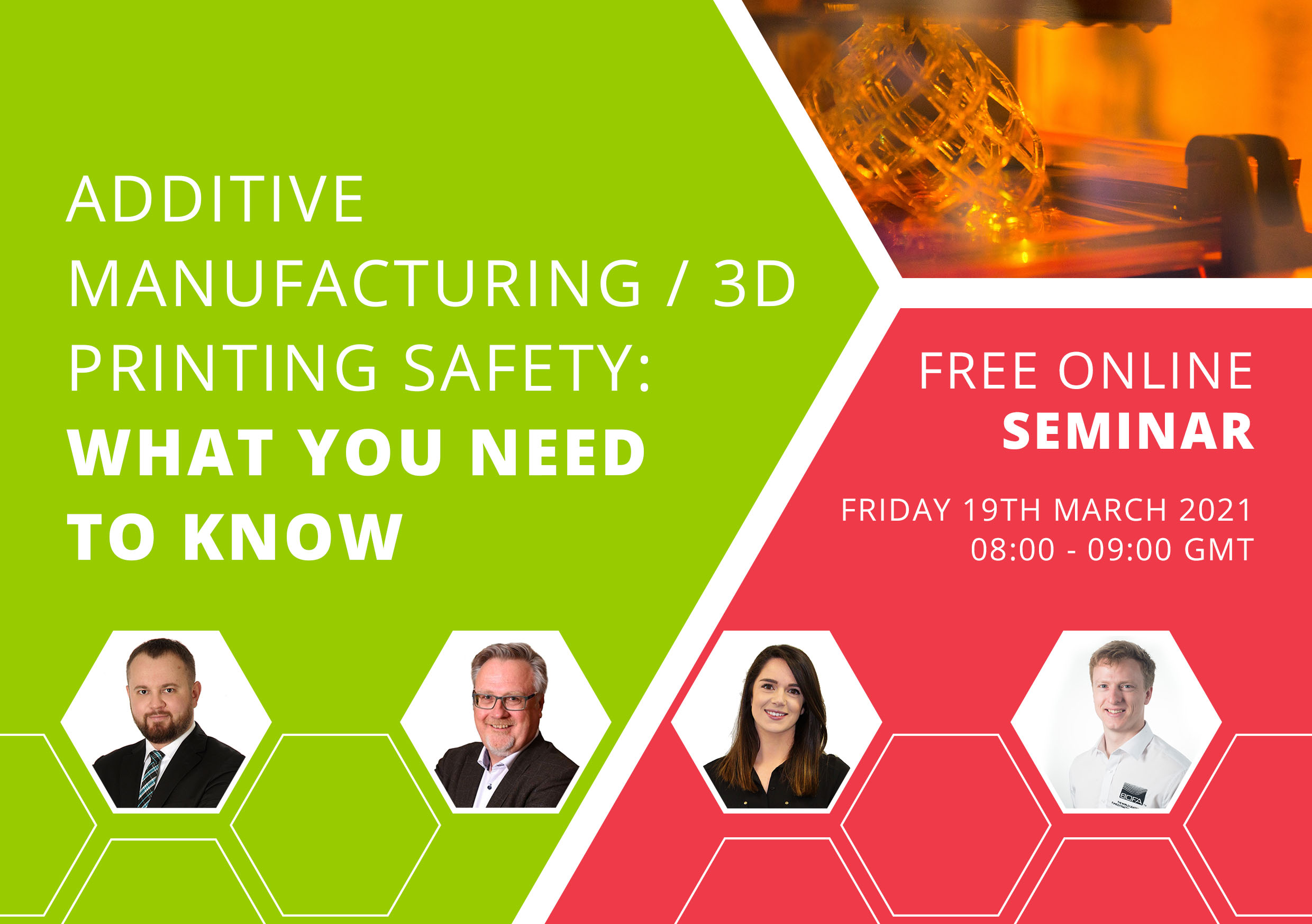 The seminar will explore the risks presented by emissions linked to processes such 3D metal printing and what can be done to mitigate these.