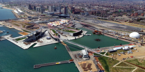 The Forum in Barcelona consists of plazas, parks, ports, luxury hotels, a concert arena, a convention centre and a public square complete with an amusement park.