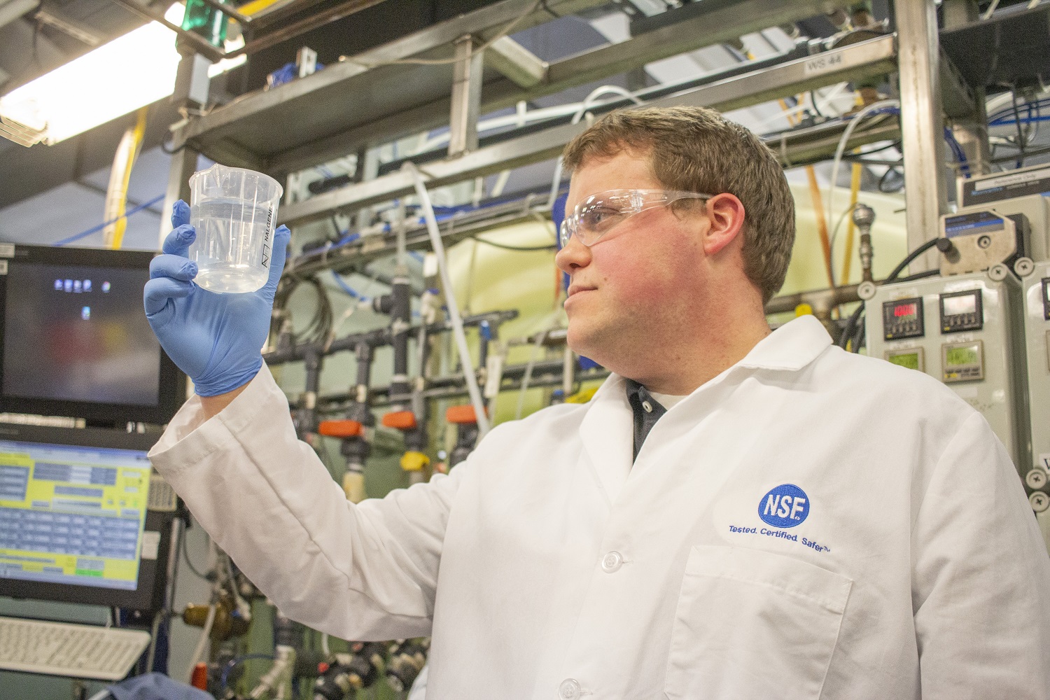 Ben Kaczmarek tests drinking water treatment systems at NSF International for NSF certification to the new lower lead threshold. (Image: NSF International)