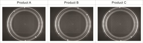 Figure 2: Replicate plates stained after two days showing Dekkera bruxenlensis in Products A, B and C.