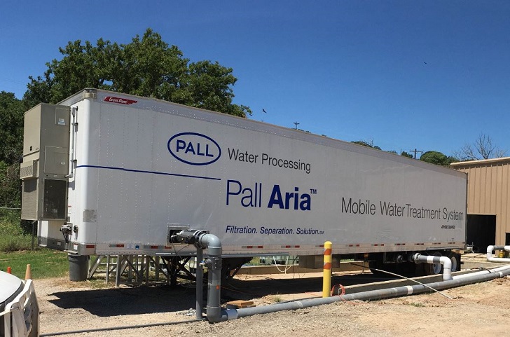 Pall Water's Aria FAST mobile water treatment unit deployed in Cisco, Texas.
