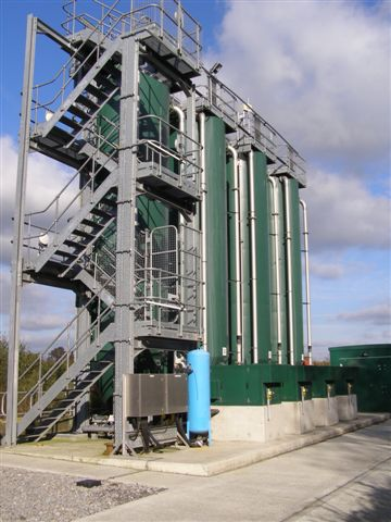 Figure 3: Each filter is about six metres high, and contains a filtration medium of basalt sand.