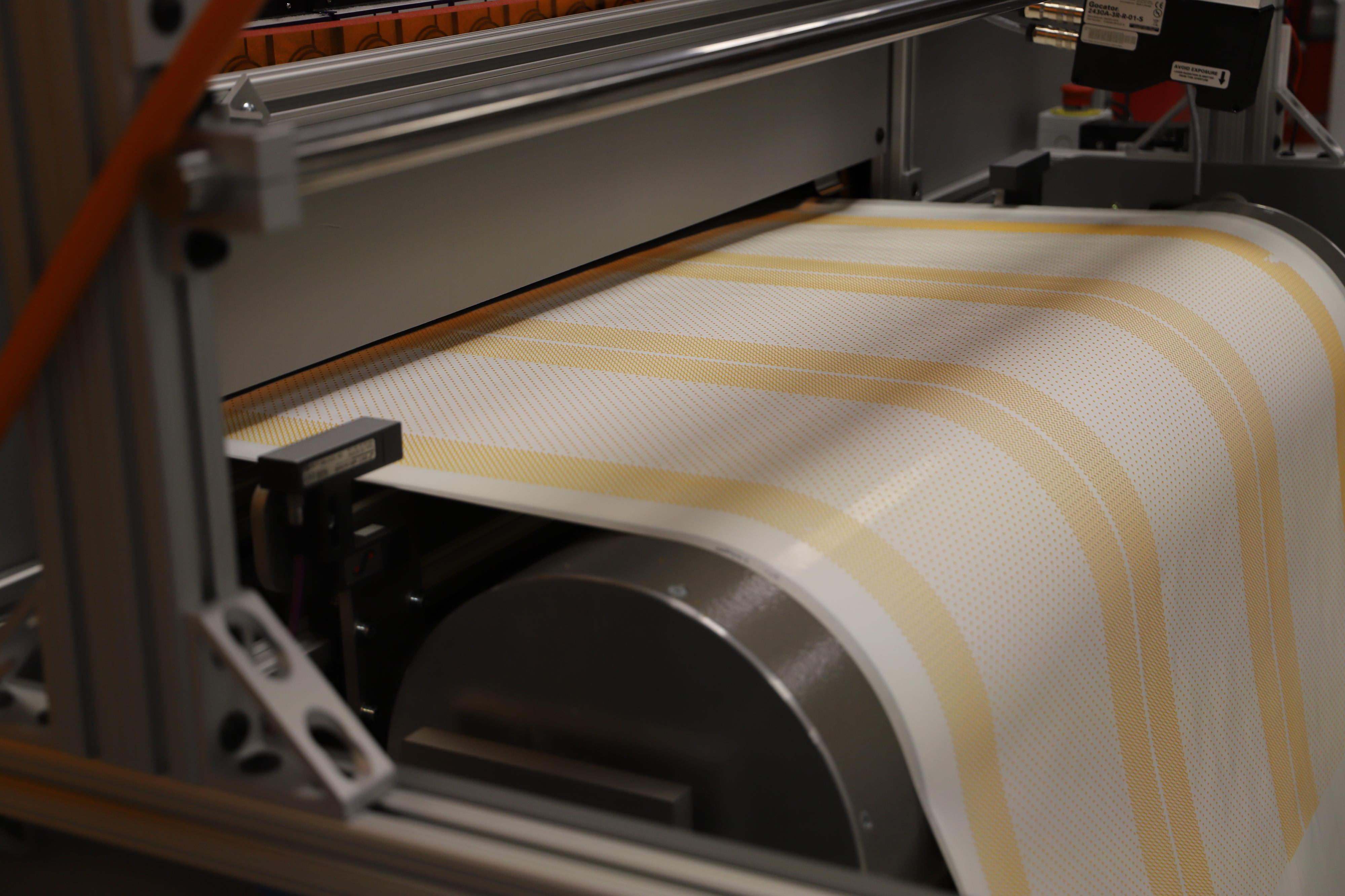 The automated system prints the feed spacer directly on to the flat sheet web.