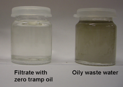 Figure 6: Comparison between oily wastewater and filtrate.