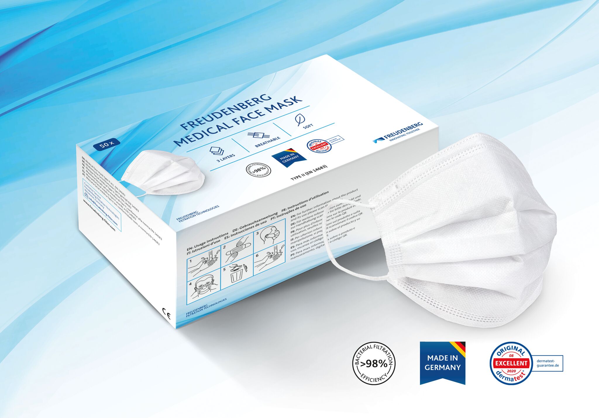 Medical face masks from Freudenberg Filtration Technologies – Made in Germany.