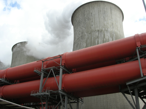 Visible for miles: the white vapours from the cooling towers.