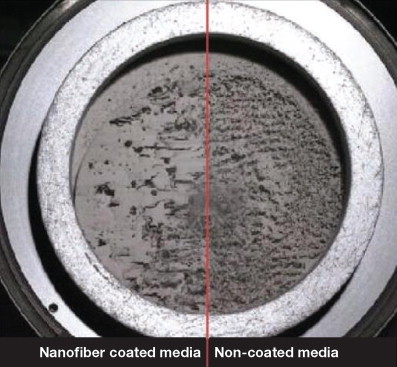 Figure 5. Dust penetrated into the media which will be hardly to remove due to the pulse jet.
