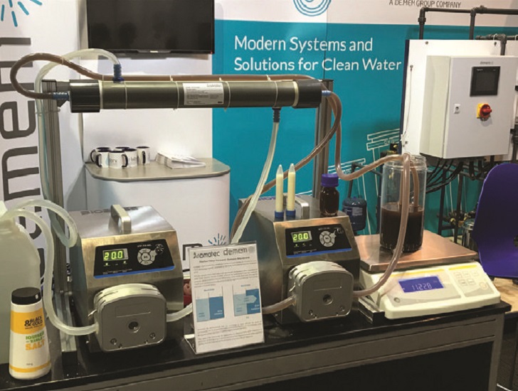 The demonstration set-up of the hollow-fibre membrane forward osmosis system. Photograph courtesy of De.mem Ltd.