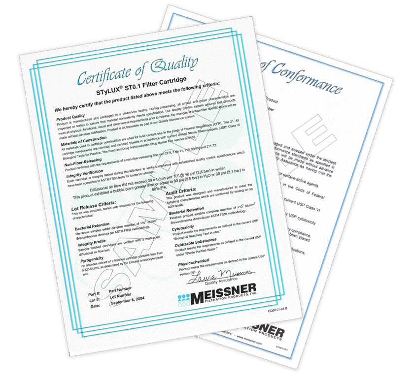 Product certification can now be securely downloaded from the Meissner website.