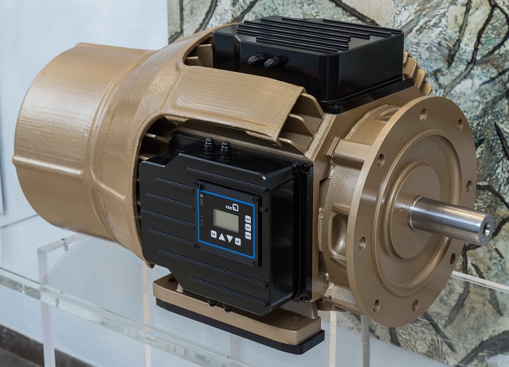 The prototype of a 22-kW synchronous reluctance motor from KSB demonstrates the potential that modern silicon carbide components offer in terms of heat management and increased output per size.