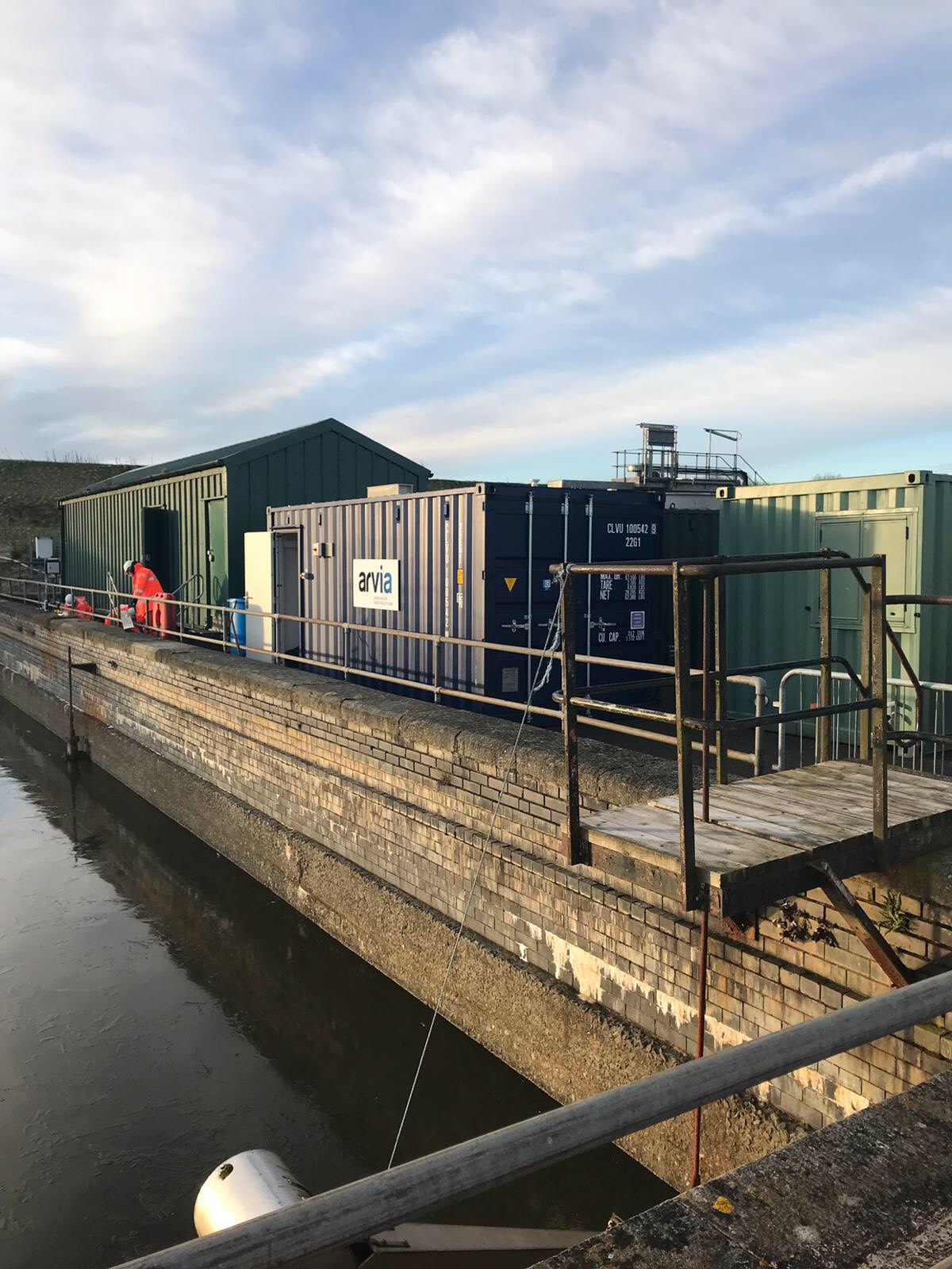 The containerised Nyex treatment system at the Pateshill water treatment works.