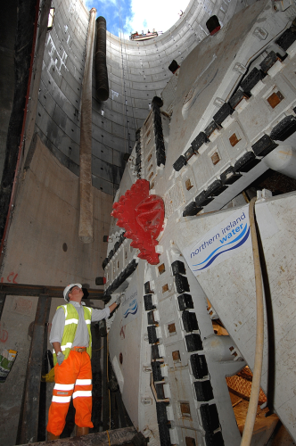 The tunnel boring machine (TBM) has been operating at a rate of 30 feet per hour since June 2007.