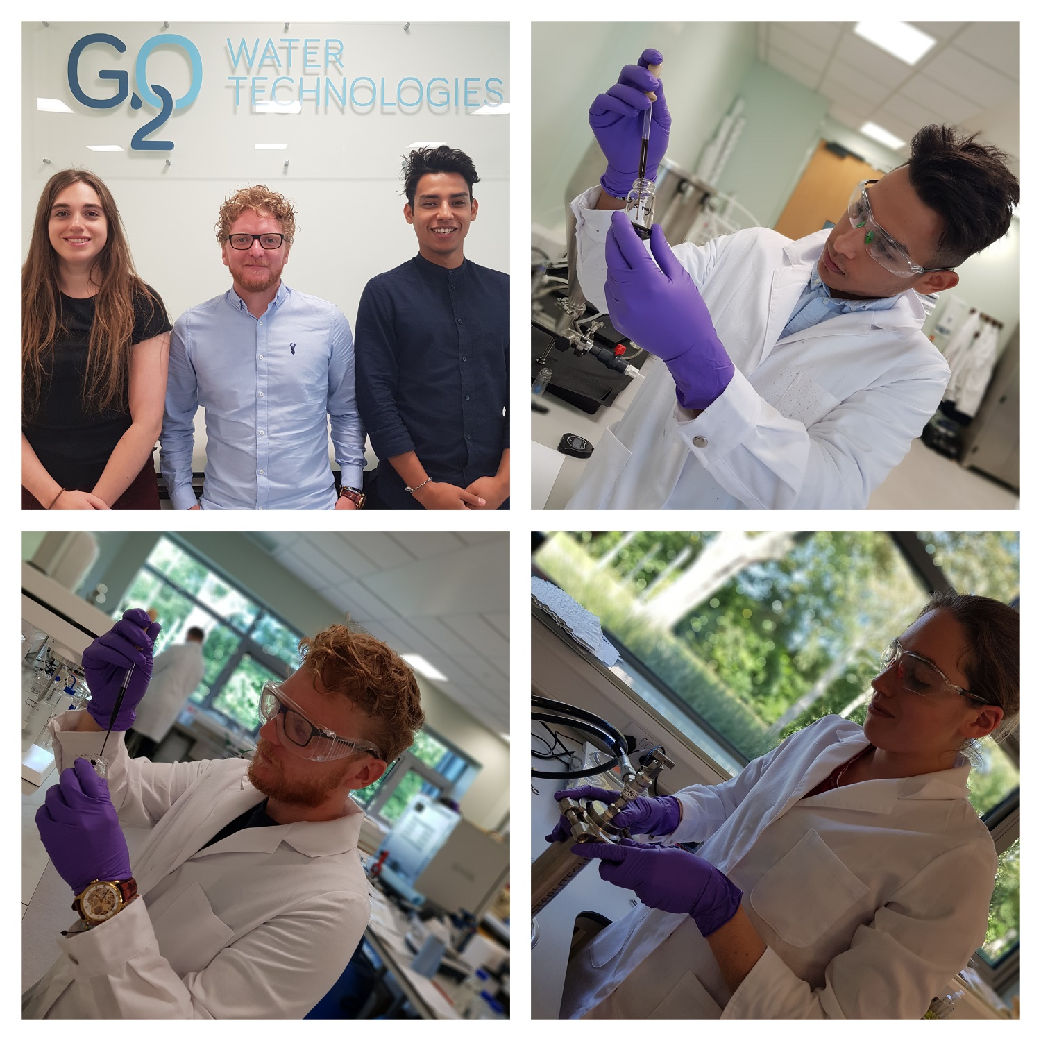 Teeside University students Helena Driffill-Agar, Mark Parker and Michael Cardoso at work in the G2O lab.